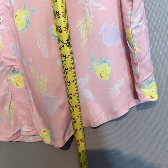Disney The Little Mermaid Shirt Extra Large Button Down Pink Rare Flounder Camp - Picture 8 of 12